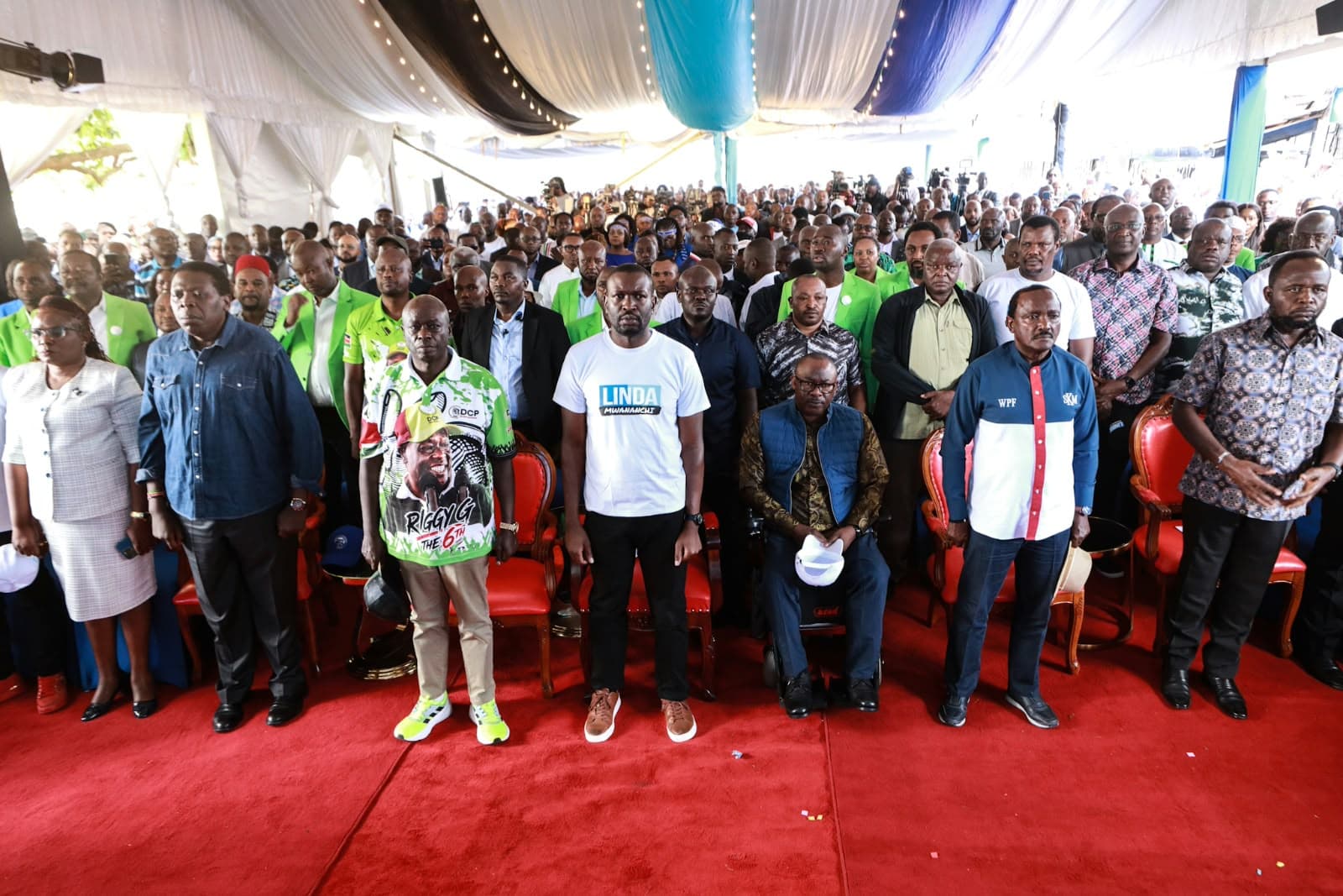 A packed Linda Mwananchi Movement gathering under a tent